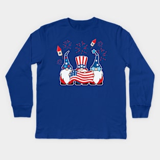 4th Of July American Gnomes Celebrating Independence Day Gift For men Women Kids Long Sleeve T-Shirt